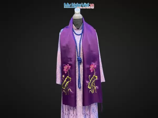 khăn lụa Hà Đông Thêu Sen MNV