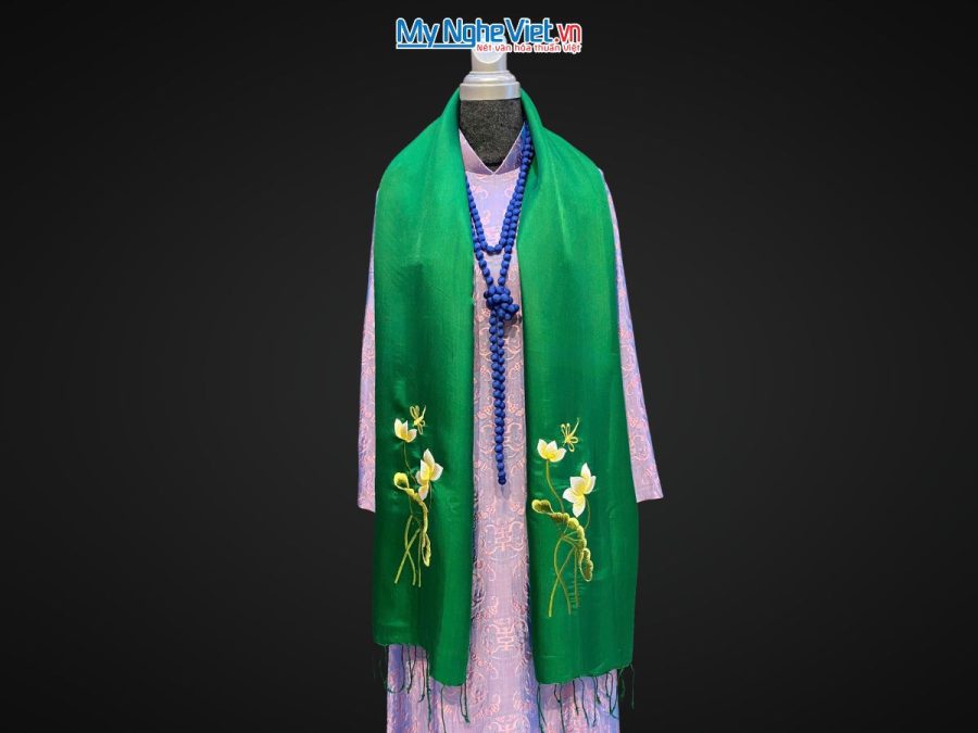 khăn lụa Hà Đông Thêu Sen MNV