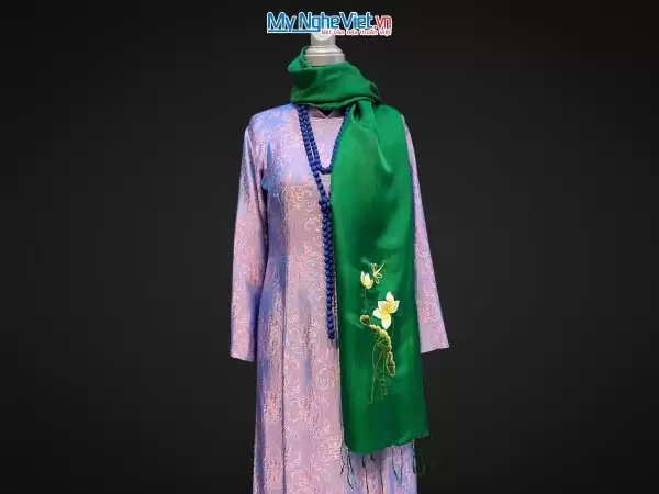 khăn lụa Hà Đông Thêu Sen MNV