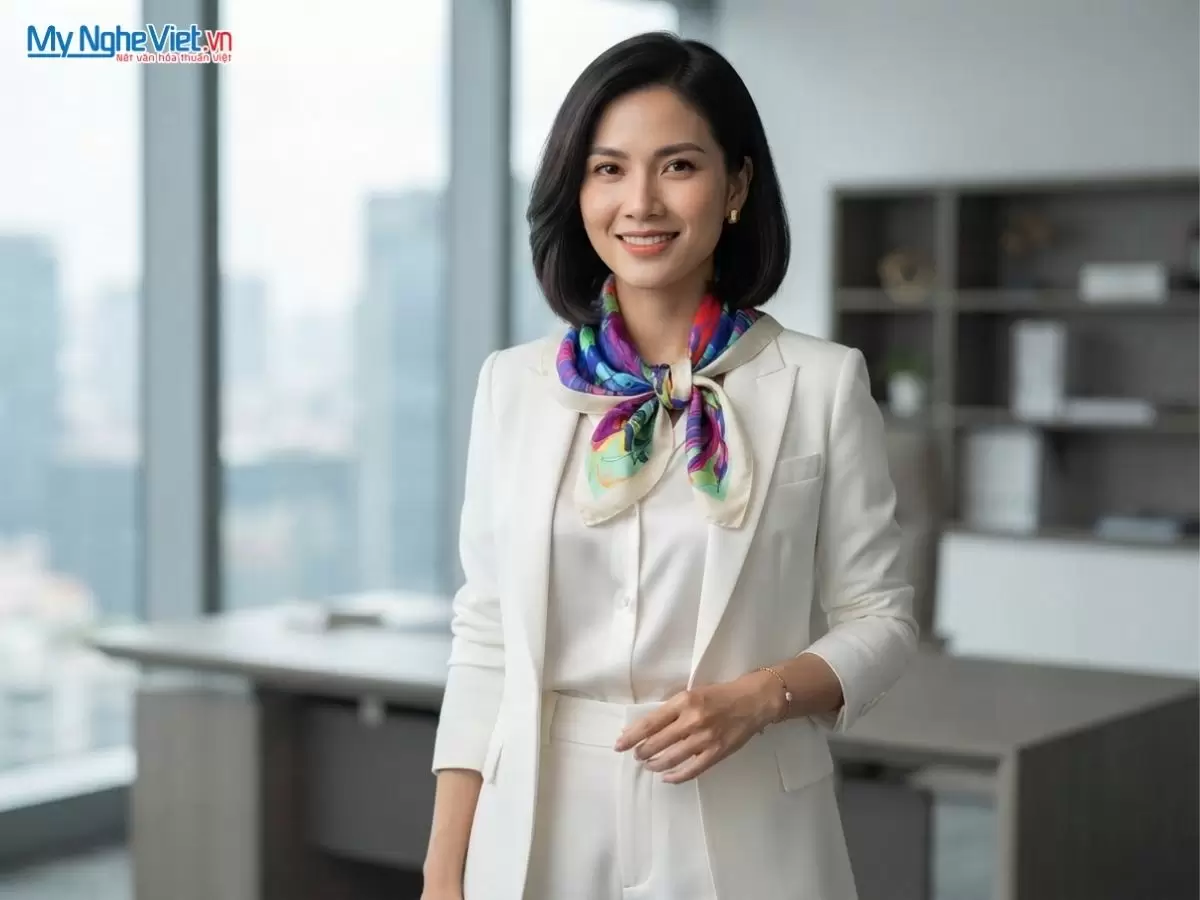Khăn lụa tơ tằm in họa tiết