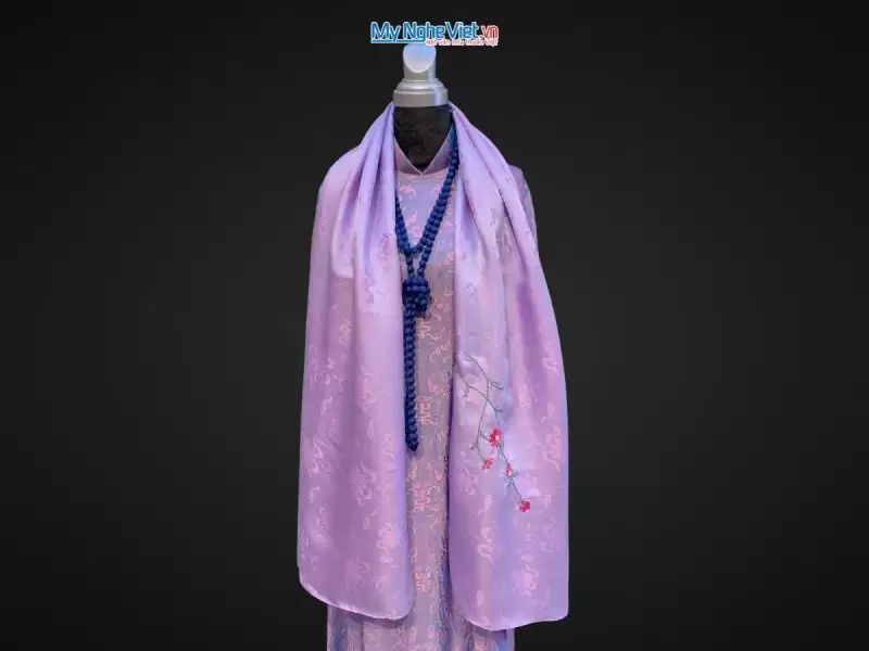 Khăn lụa sen tiên thêu hoa