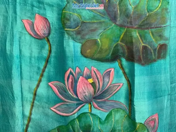 Khăn lụa đũi Hà Đông vẽ tay