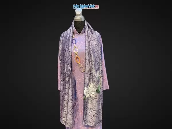 Khăn lụa Song Hỷ thêu hoa