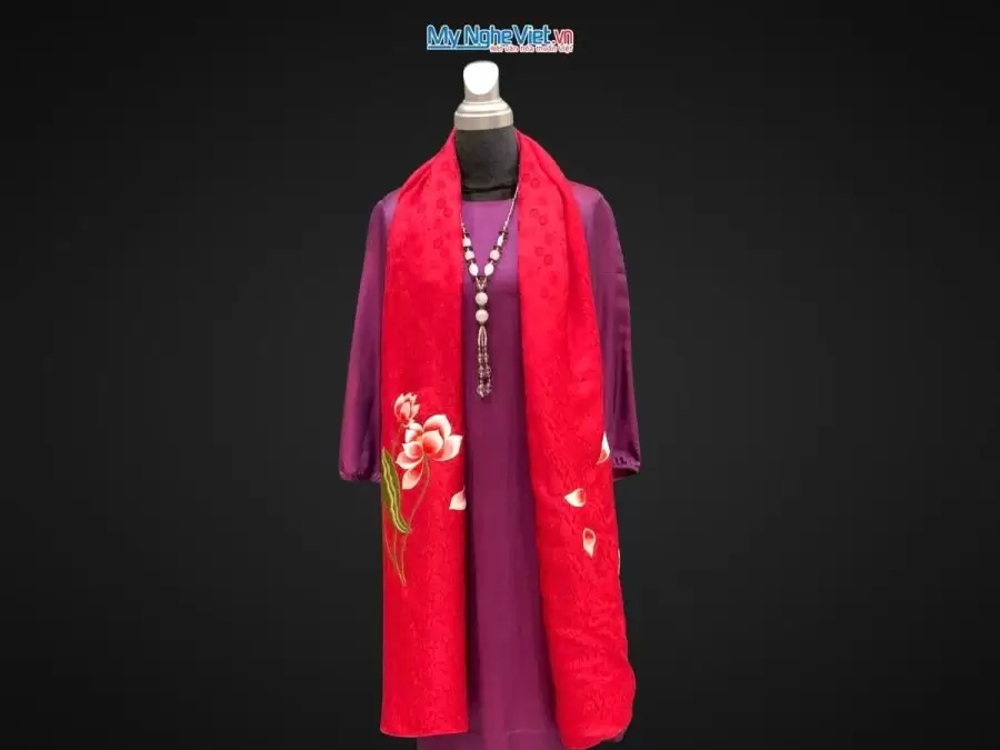 khăn lụa Hà Đông thêu sen