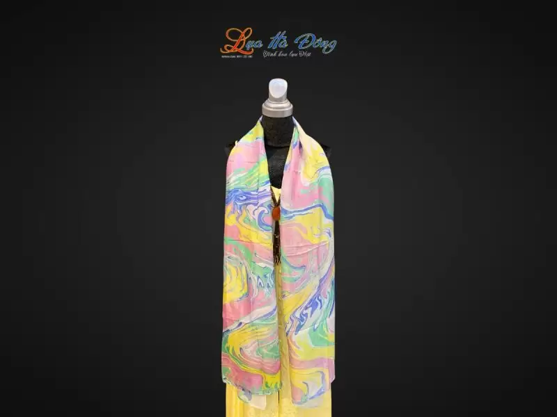 Khăn Lụa Tơ Tằm Vẽ Thủy Ấn