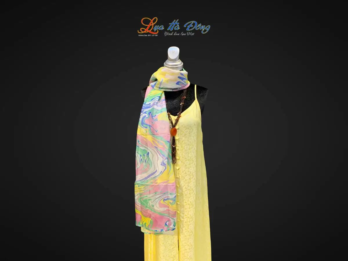 Khăn Lụa Tơ Tằm Vẽ Thủy Ấn