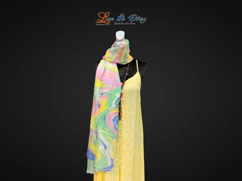 Khăn Lụa Tơ Tằm Vẽ Thủy Ấn