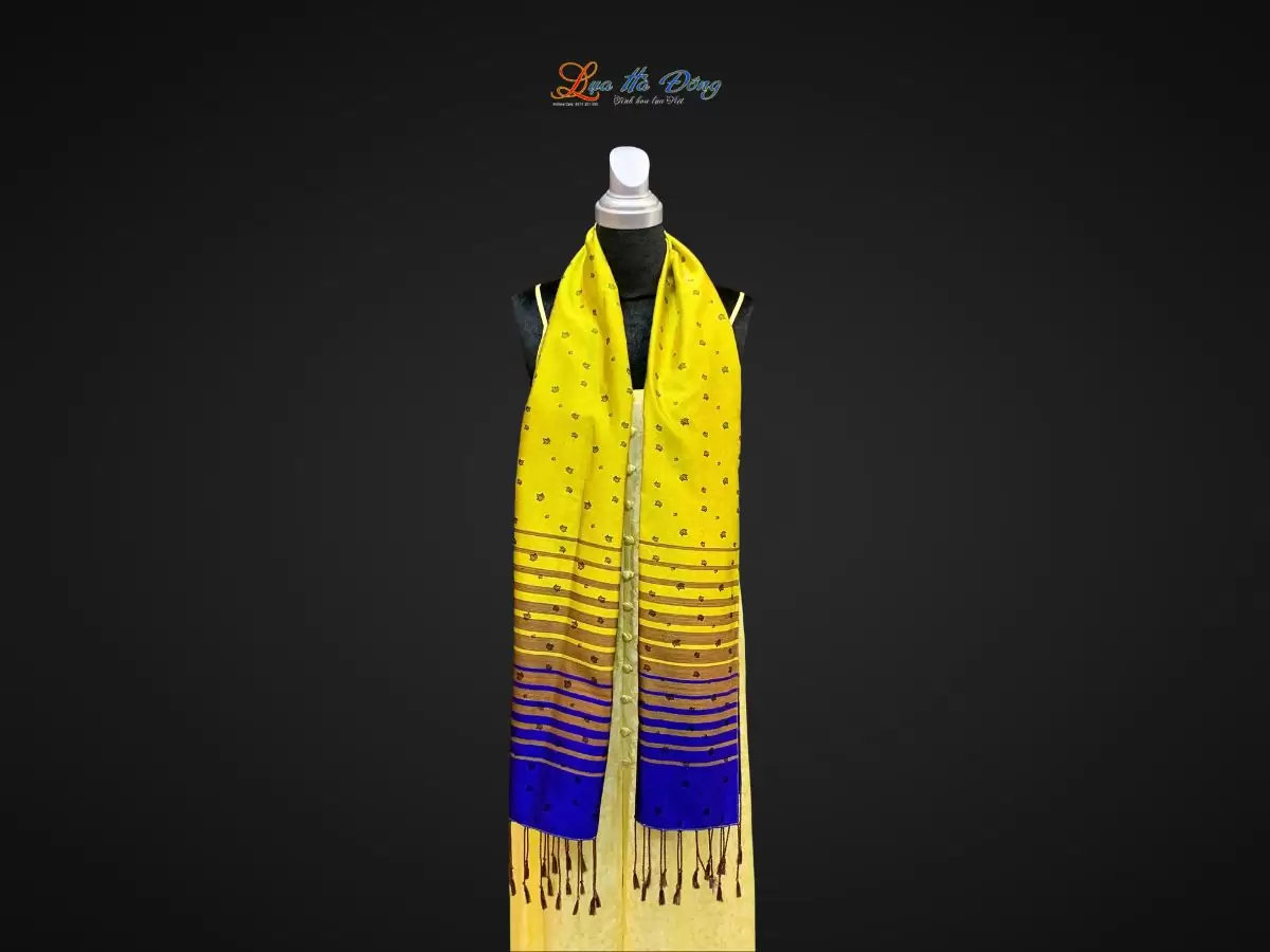 Khăn Lụa trống đồng Văn Miếu Quốc Tử Giám (5) Khăn Lụa Họa Tiết Lá Dâu