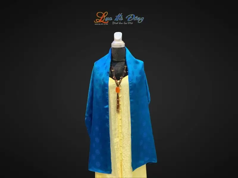 Khăn lụa dài họa tiết trống đồng nhỏ