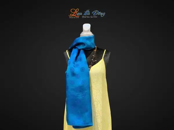 Khăn lụa dài họa tiết trống đồng nhỏ