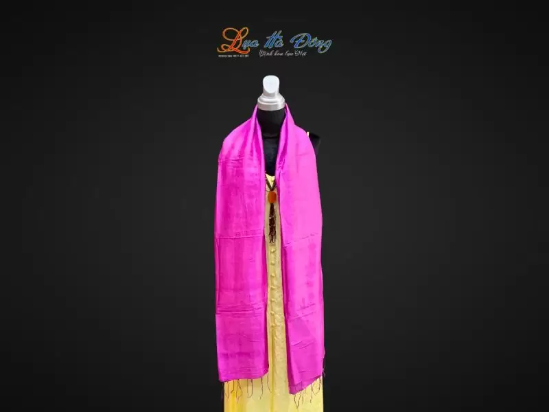 Khăn lụa tơ tằm màu hồng