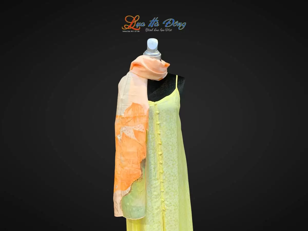 Khăn lụa tơ tằm vẽ tay hoa sen (12) Khăn lụa tơ tằm vẽ tay hoa sen