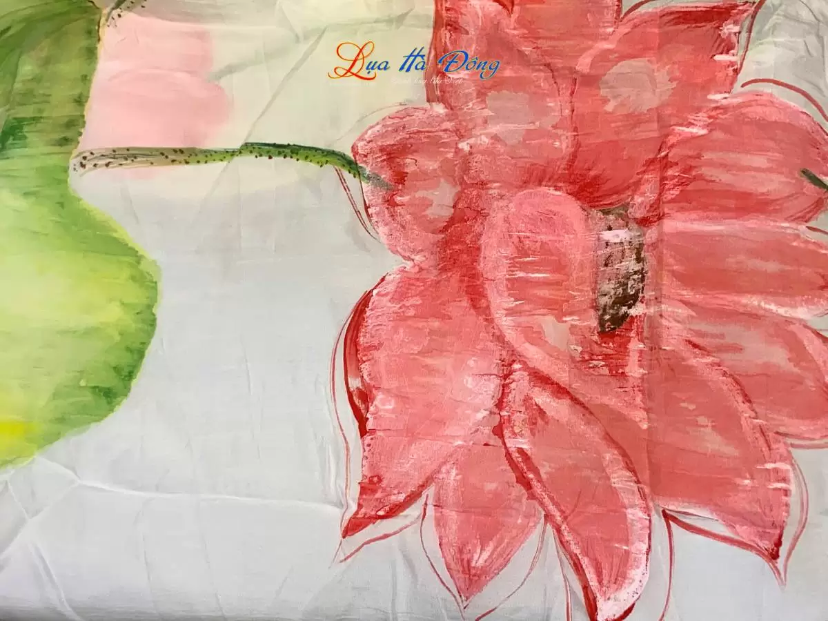 Khăn lụa tơ tằm vẽ tay hoa sen (7) Khăn lụa tơ tằm vẽ tay hoa sen