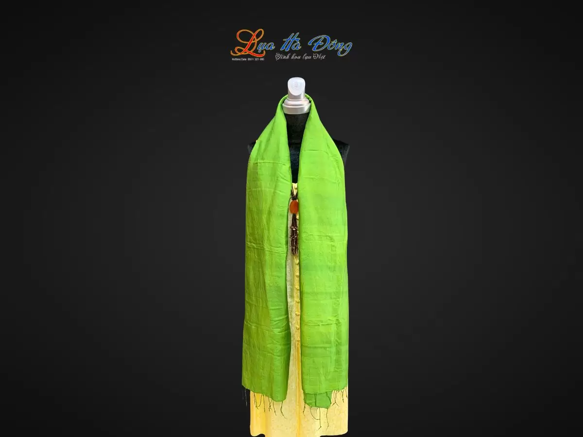 Khăn lụa tơ tằm xanh Thái Bình 87x180cm MNV-KLNC871809 (1) Khăn lụa tơ tằm màu xanh lá