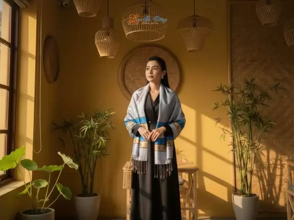 Khăn Lụa Tơ Tằm Họa Tiết Cổng Làng Hà Đông