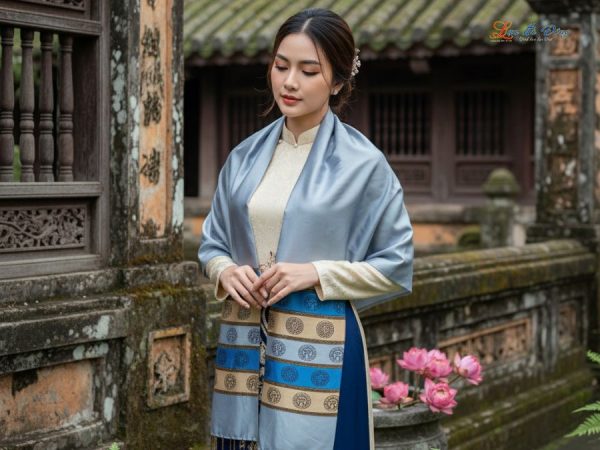 Khăn Lụa Tơ Tằm Họa Tiết Cổng Làng Hà Đông