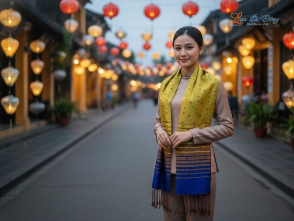 Khăn Lụa Tơ Tằm Họa Tiết Lá Dâu