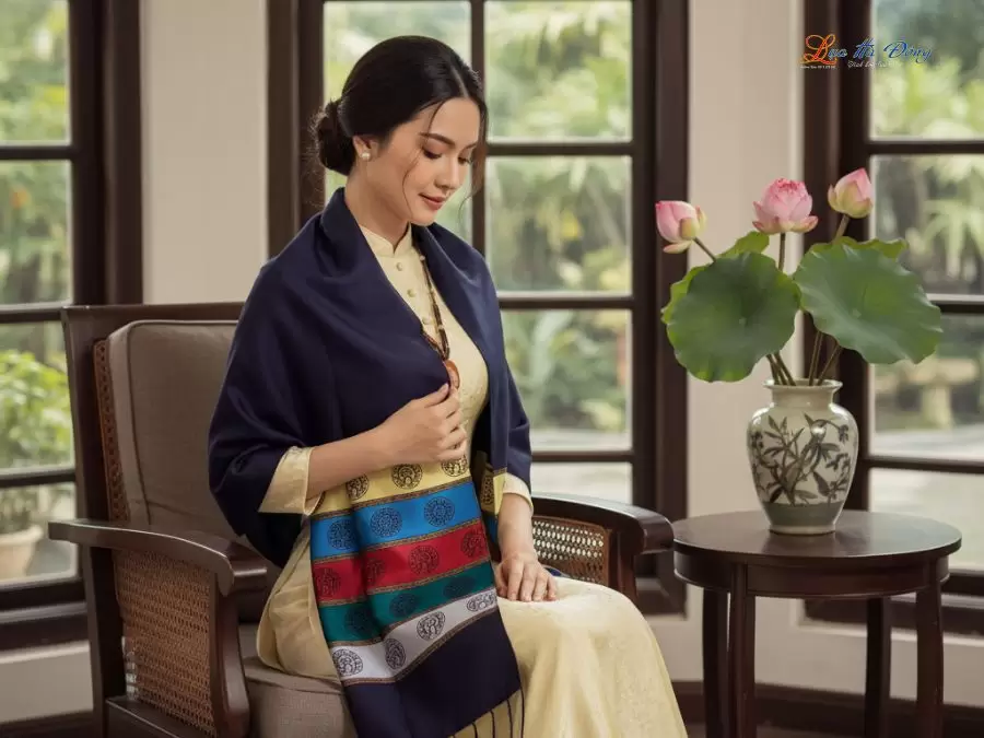 Khăn Lụa Tơ Tằm Họa Tiết Văn Miếu Quốc Tử Giám