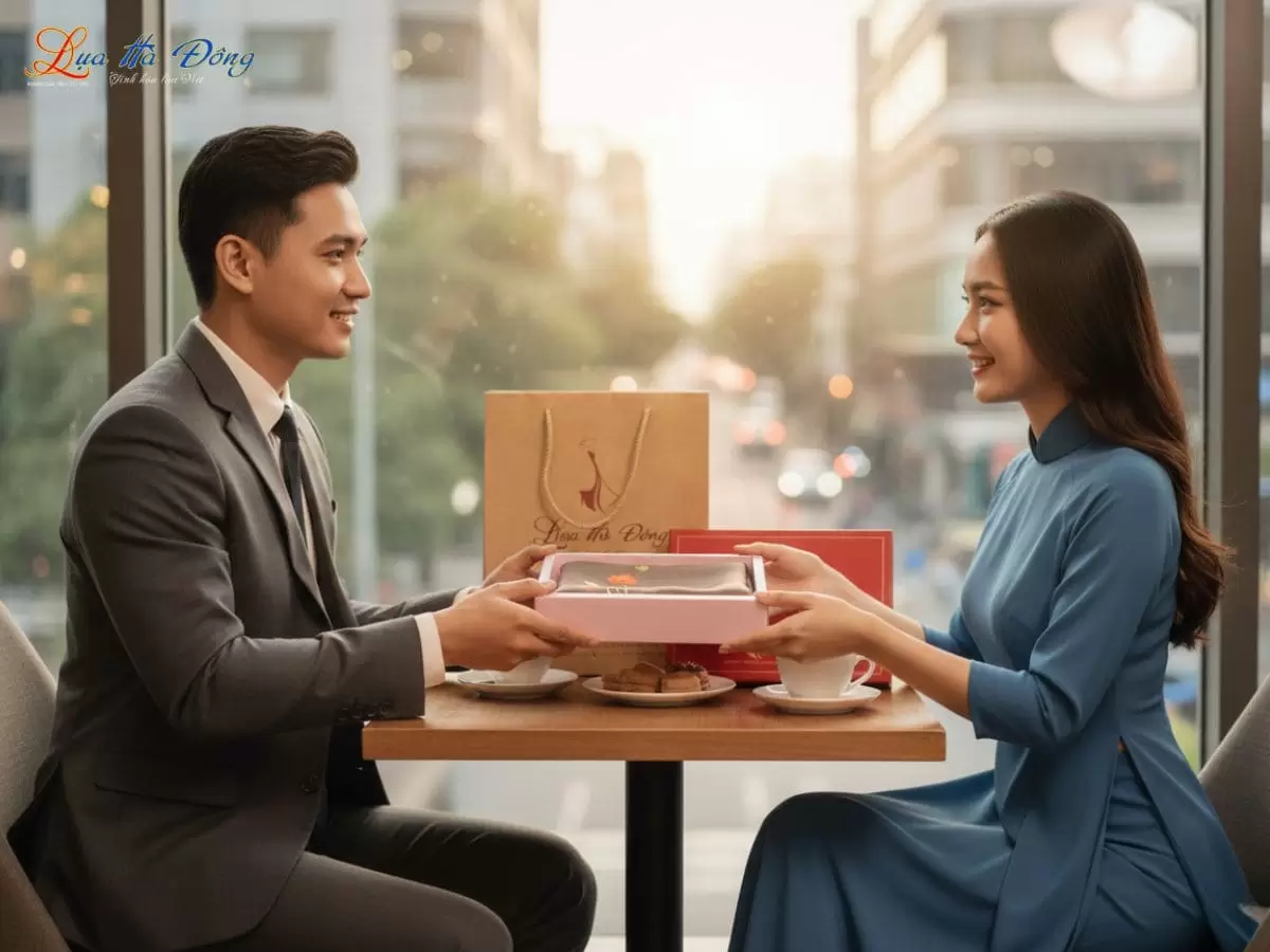 Khăn lụa trơn thêu sen màu vàng đen