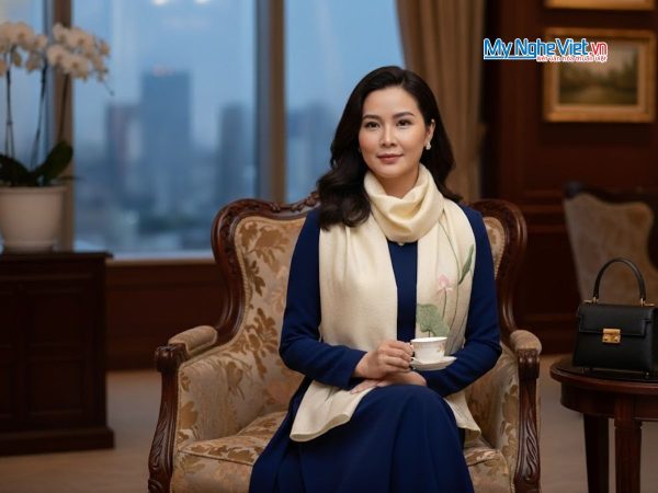 Khăn lụa đũi họa tiết hoa sen thêu tay 100% silk