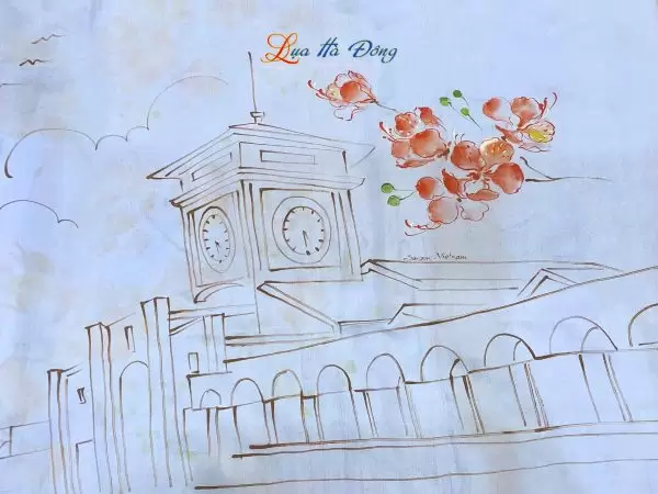 Khăn lụa tơ tằm vẽ tay chợ Bến Thành