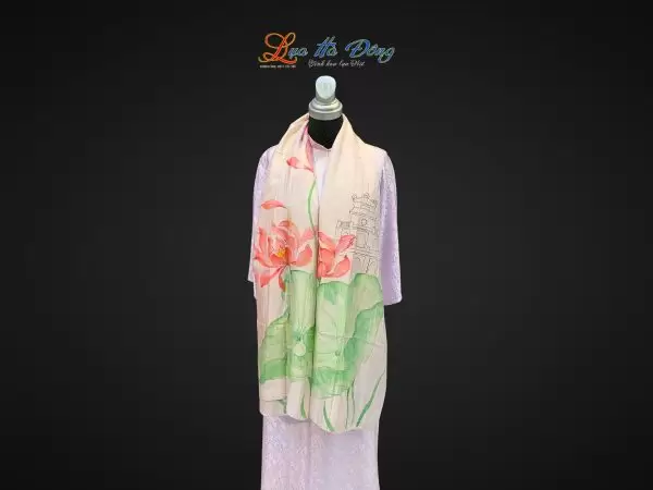 Khăn lụa tơ tằm vẽ tay Hồ Gươm