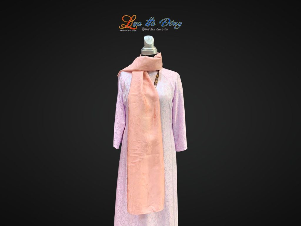 Khăn lụa tơ tằm dài họa tiết phượng thọ hồng