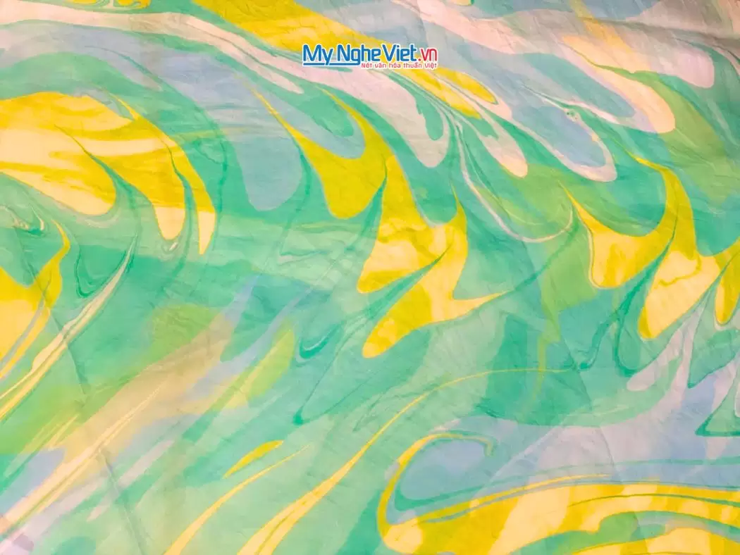 Khăn lụa tơ tằm thủy ấn (16) Khăn Lụa Vuông Thủy Ấn Tơ Tằm Màu Xanh Lá