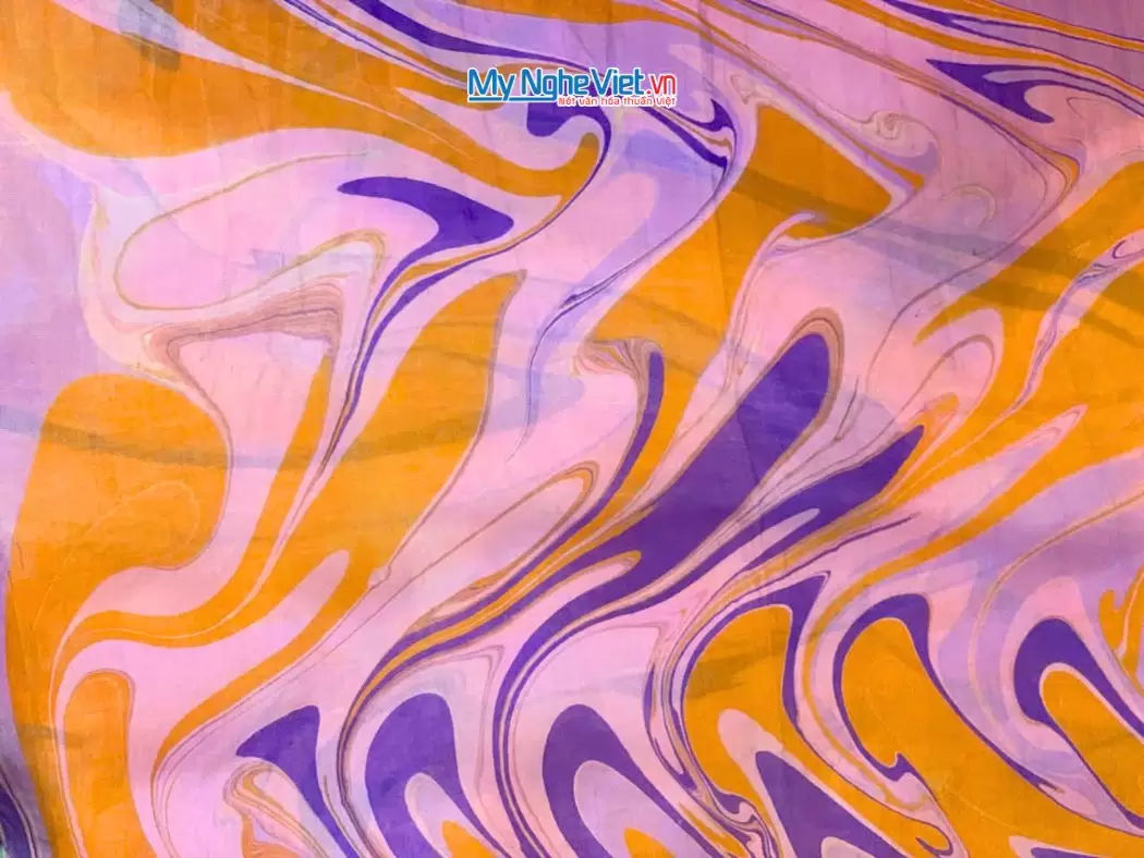 Khăn lụa tơ tằm thủy ấn (8) Khăn Lụa Vuông Thủy Ấn Tơ Tằm Màu Hồng Cam