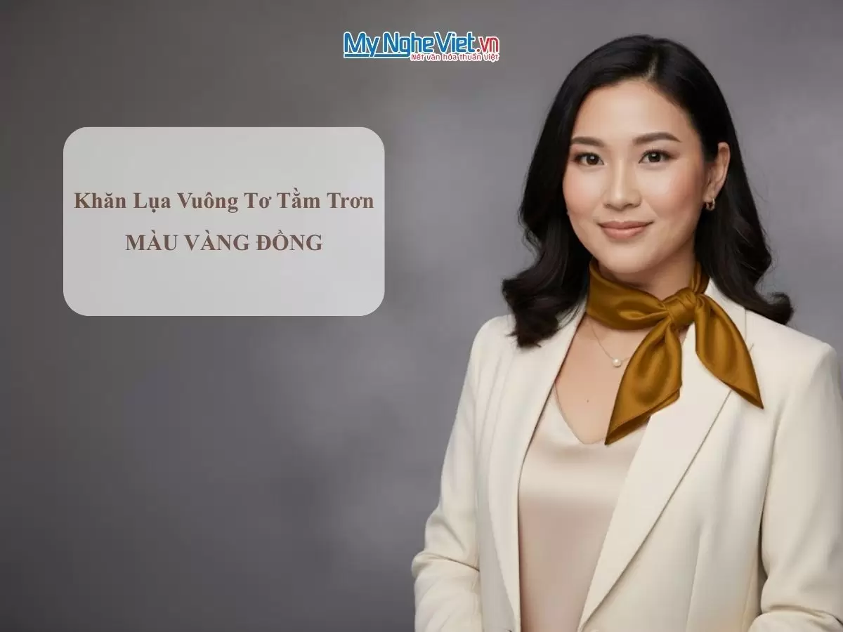 Khăn lụa vuông tơ tằm trơn (31) Khăn lụa vuông tơ tằm trơn màu vàng đồng