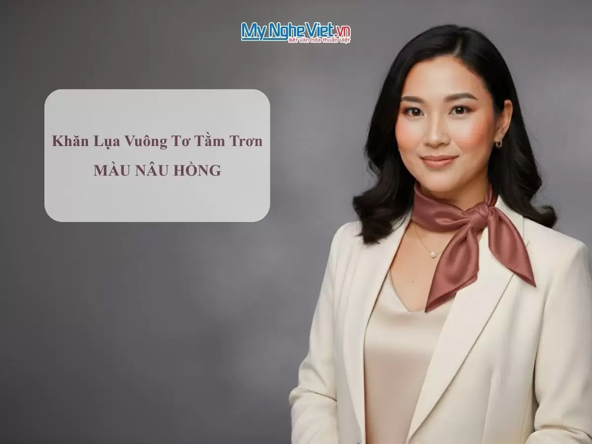 Khăn lụa vuông tơ tằm trơn (36) Khăn lụa vuông tơ tằm trơn màu nâu hồng