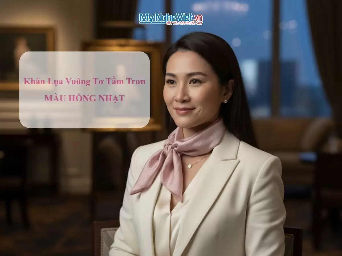 Khăn lụa vuông tơ tằm trơn (45) Khăn lụa vuông tơ tằm trơn màu hồng nhạt