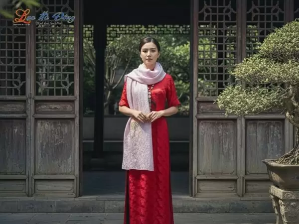 Khăn lụa tơ tằm dài họa tiết hồng nhí tím hoa cà