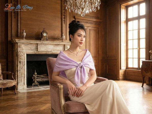 Khăn lụa thêu hoa sen hồng họa tiết sen phụng màu tím hoa cà kích thước 90x90cm KLTA9090/18.2