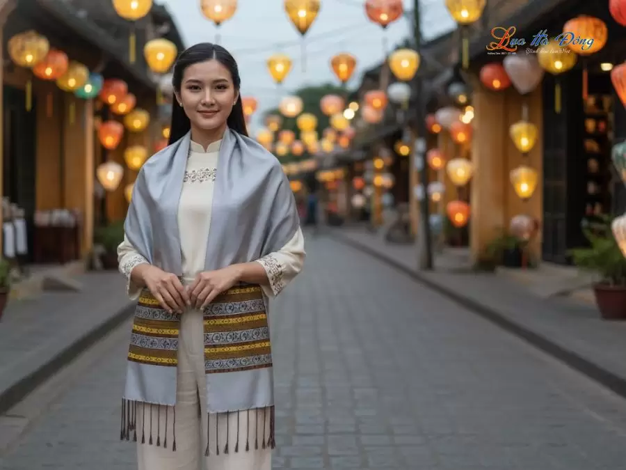 khan-lua-to-tam-hoa-tiet-tho-cam-nen-xam-2 Khăn lụa tơ tằm họa tiết thổ cẩm nền xám