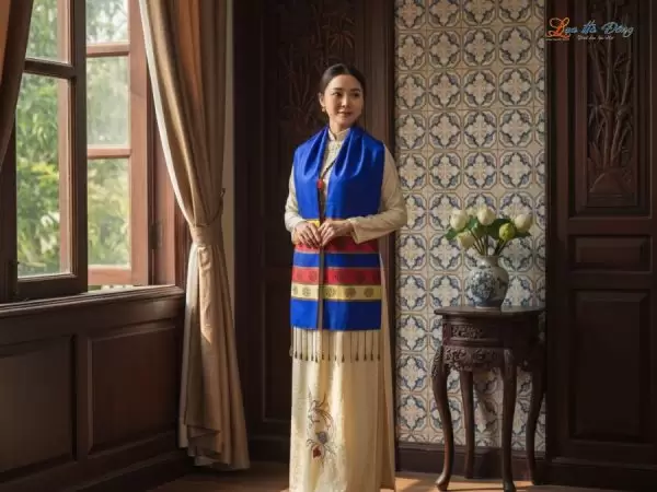 Khăn Lụa tơ tằm họa tiết trống đồng Văn Miếu Quốc Tử Giám