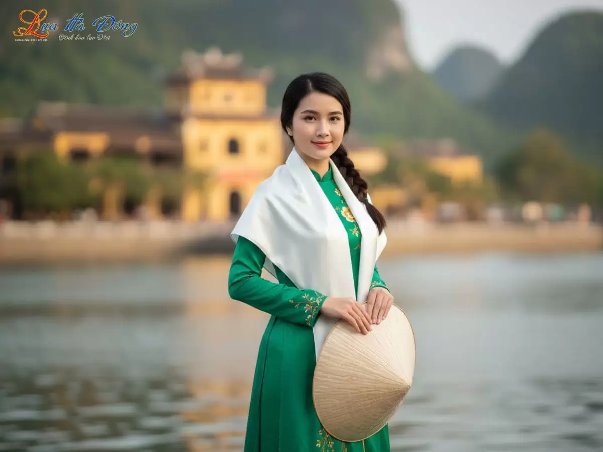 Khăn Vuông Lụa Tơ Tằm Thêu Sen Trơn Màu Vàng Mỡ Gà