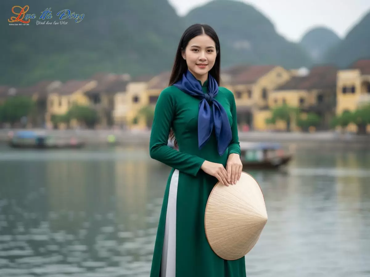 khăn vuông lụa tơ tằm thêu sơn trơn màu xanh than