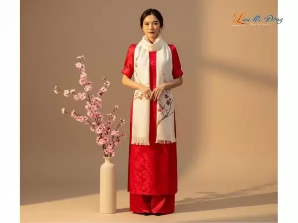 Khăn lụa dệt hoa vẽ tay 100% silk cao cấp