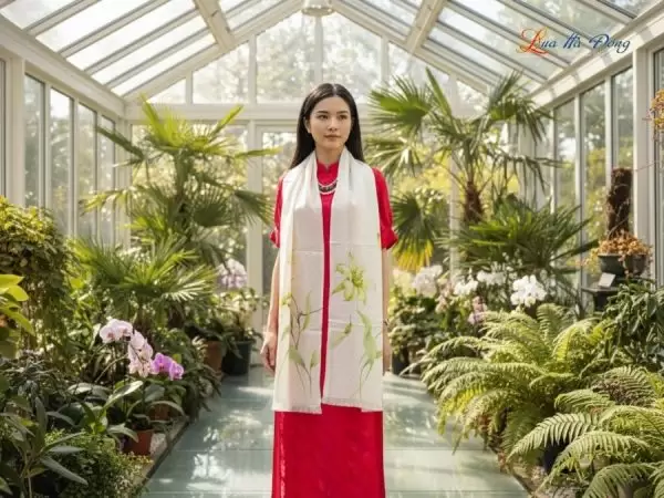 Khăn lụa dệt hoa vẽ tay 100% silk cao cấp