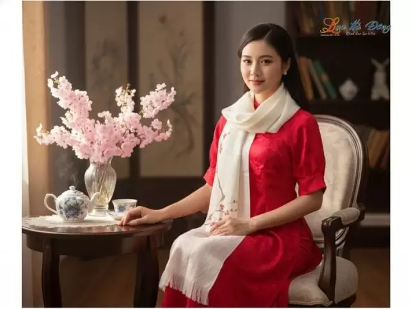 Khăn lụa dệt hoa vẽ tay 100% silk cao cấp