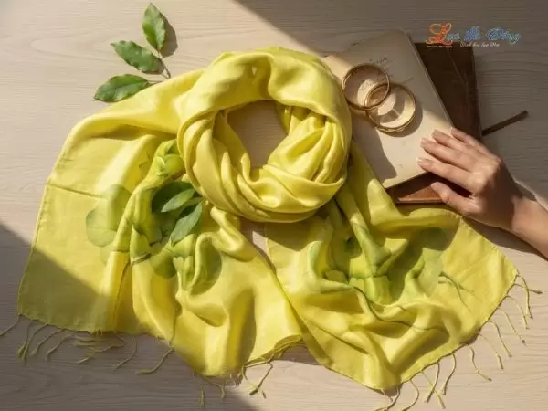 Khăn lụa tơ tằm 100% silk họa tiết hoa sen vẽ tay