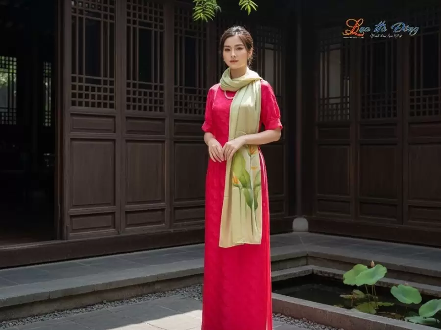 Khăn lụa tơ tằm 100% silk họa tiết hoa thiên điểu vẽ tay