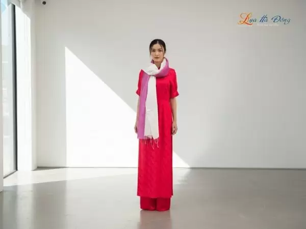 Khăn lụa tơ tằm loang màu hồng 100% silk