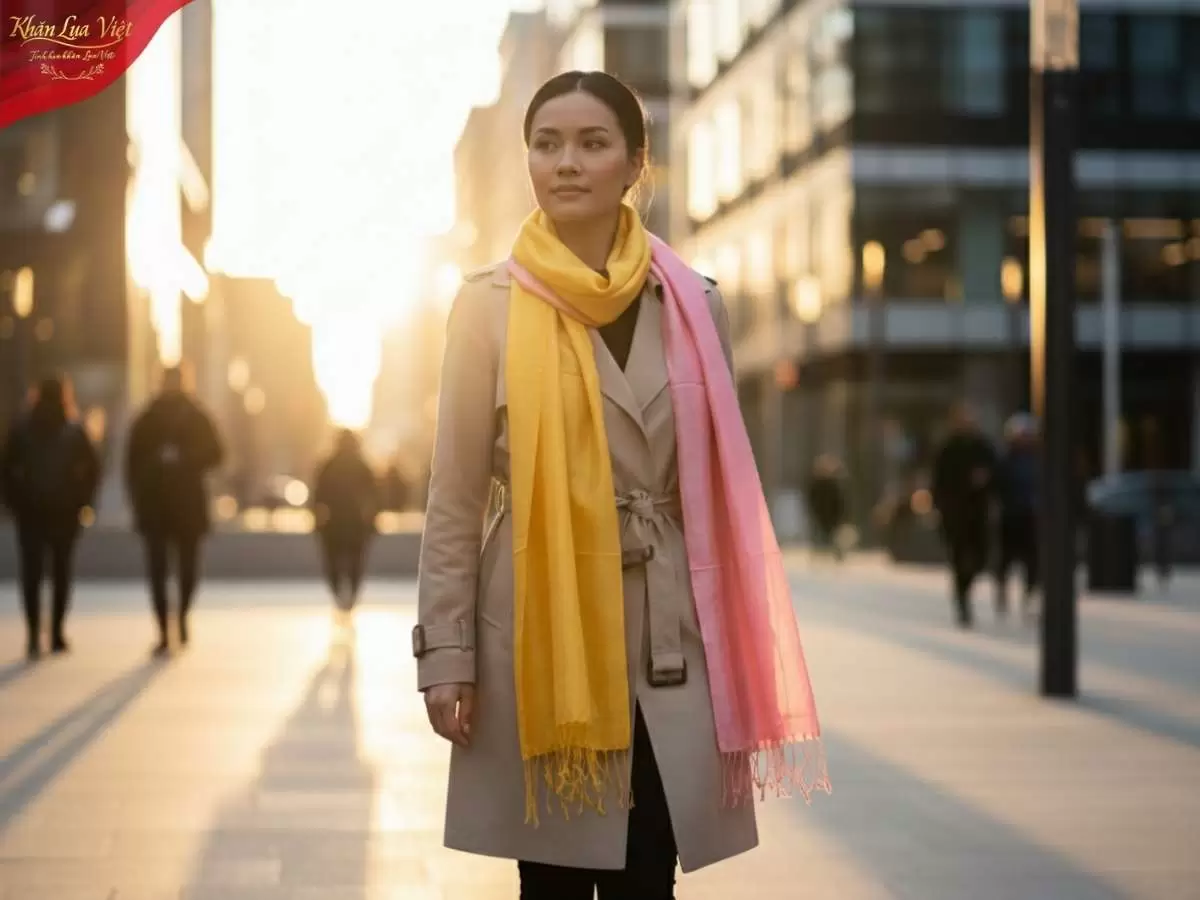 Khăn lụa tơ tằm loang