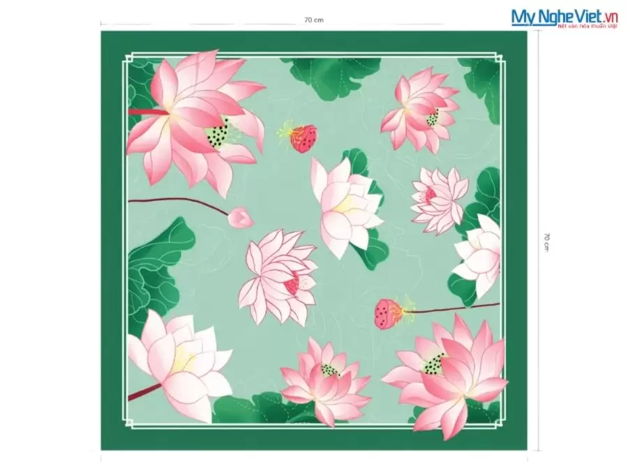 Khăn lụa vuông Latin hoạt tiết in hoa sen