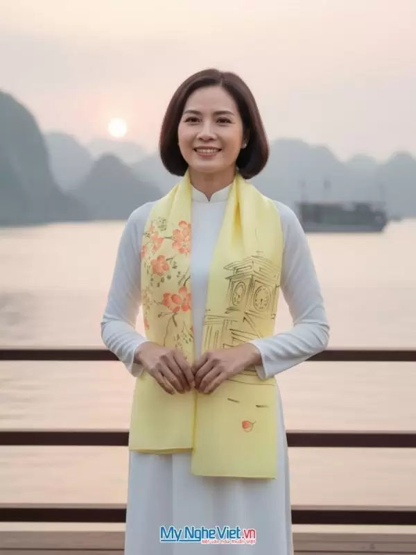 Set quà tặng khăn lụa vẽ tay và hộp trang sức sơn mài cao cấp