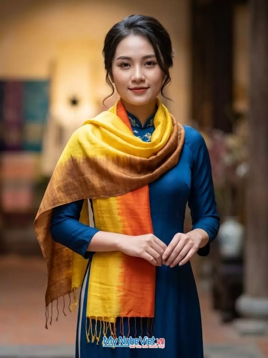 Khăn lụa đũi tơ tằm loang 100% silk cao cấp