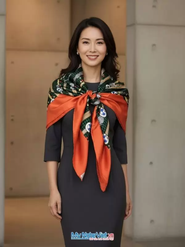 Khăn lụa tơ tằm in họa tiết nghệ thuật