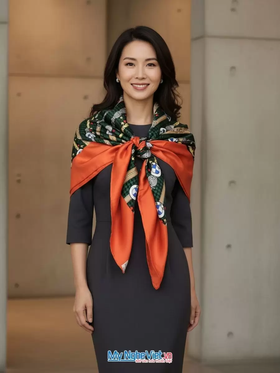 Khăn lụa tơ tằm in họa tiết nghệ thuật